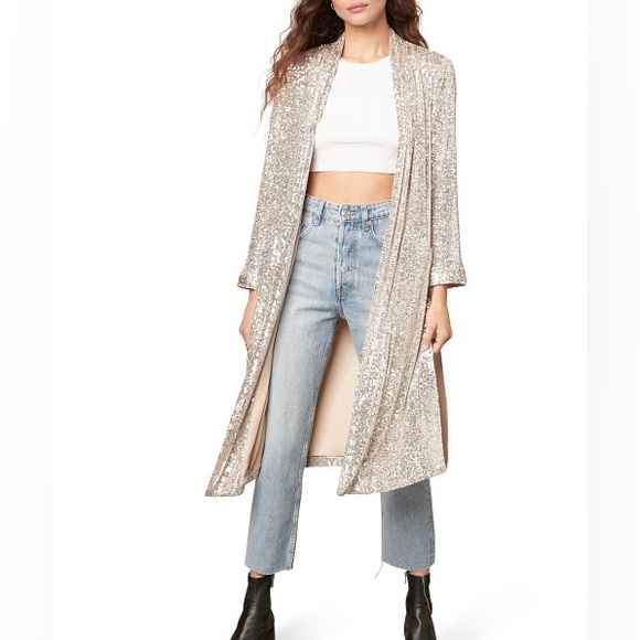 BB Dakota by STEVE MADDEN ~ Show Stopper Sequin Duster Jacket - Picture 3 of 11